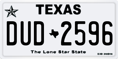 TX license plate DUD2596