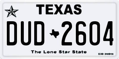 TX license plate DUD2604