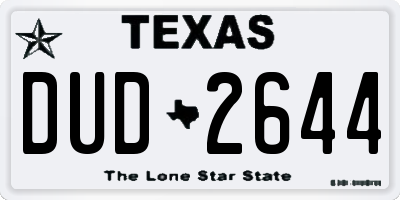 TX license plate DUD2644
