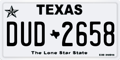 TX license plate DUD2658