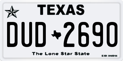 TX license plate DUD2690