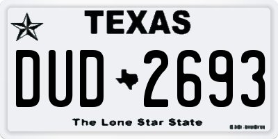 TX license plate DUD2693