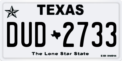 TX license plate DUD2733