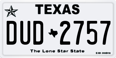 TX license plate DUD2757