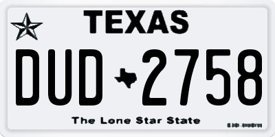 TX license plate DUD2758