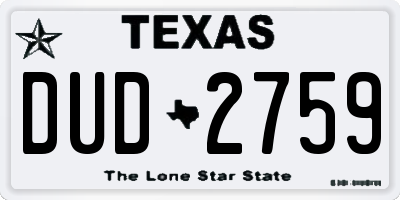 TX license plate DUD2759