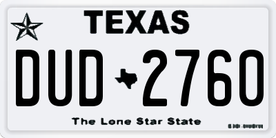 TX license plate DUD2760