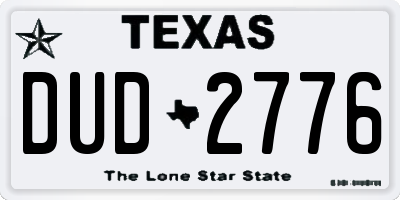 TX license plate DUD2776