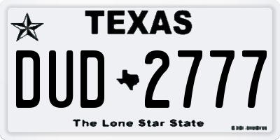 TX license plate DUD2777