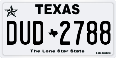 TX license plate DUD2788