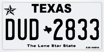 TX license plate DUD2833