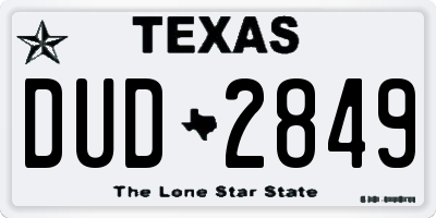 TX license plate DUD2849