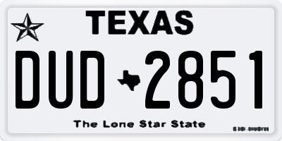 TX license plate DUD2851