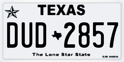 TX license plate DUD2857
