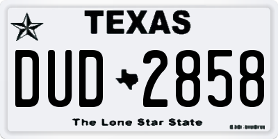 TX license plate DUD2858