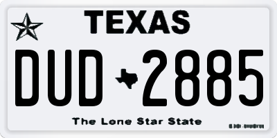 TX license plate DUD2885