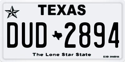 TX license plate DUD2894