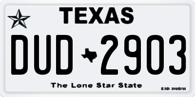 TX license plate DUD2903