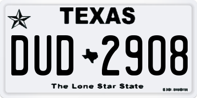 TX license plate DUD2908