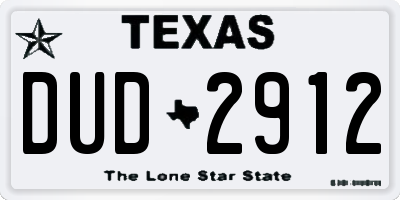 TX license plate DUD2912