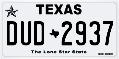 TX license plate DUD2937