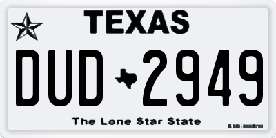 TX license plate DUD2949