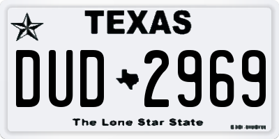 TX license plate DUD2969