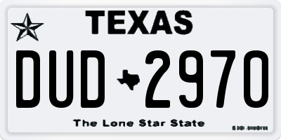 TX license plate DUD2970