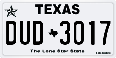 TX license plate DUD3017