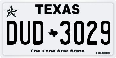 TX license plate DUD3029
