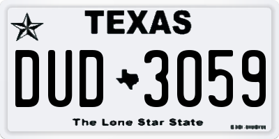 TX license plate DUD3059