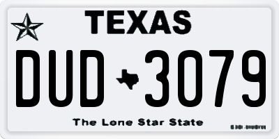 TX license plate DUD3079