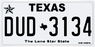 TX license plate DUD3134
