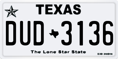 TX license plate DUD3136