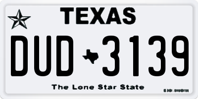TX license plate DUD3139