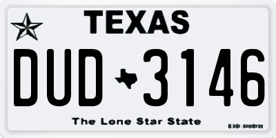 TX license plate DUD3146