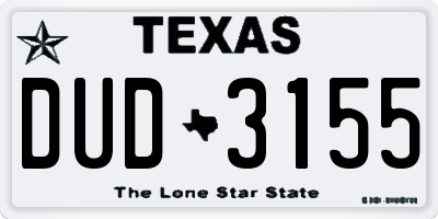 TX license plate DUD3155