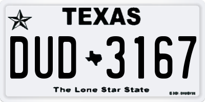 TX license plate DUD3167