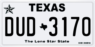TX license plate DUD3170