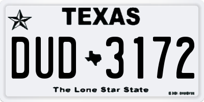 TX license plate DUD3172