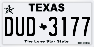 TX license plate DUD3177