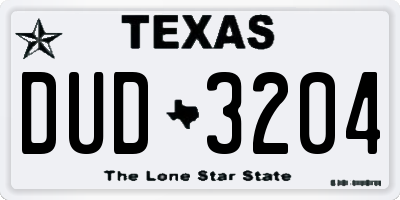 TX license plate DUD3204