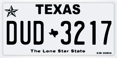 TX license plate DUD3217