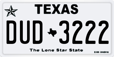 TX license plate DUD3222