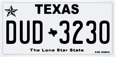 TX license plate DUD3230