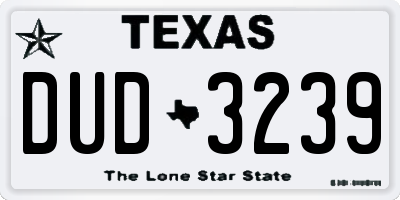 TX license plate DUD3239