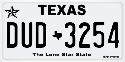 TX license plate DUD3254
