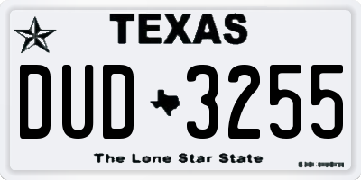 TX license plate DUD3255