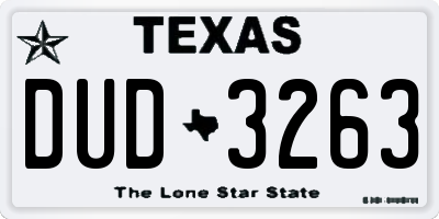 TX license plate DUD3263