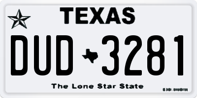 TX license plate DUD3281